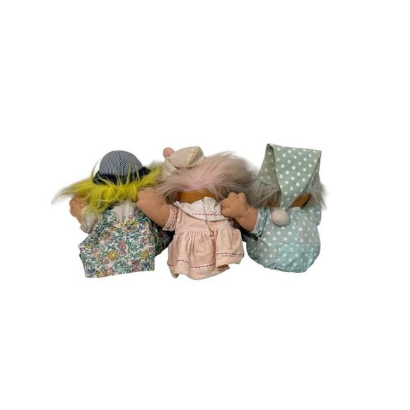 Vintage Lot Of 3 12" Russ Troll Plush Dolls Boys Girls Pajamas Dress Play - Picture 10 of 16